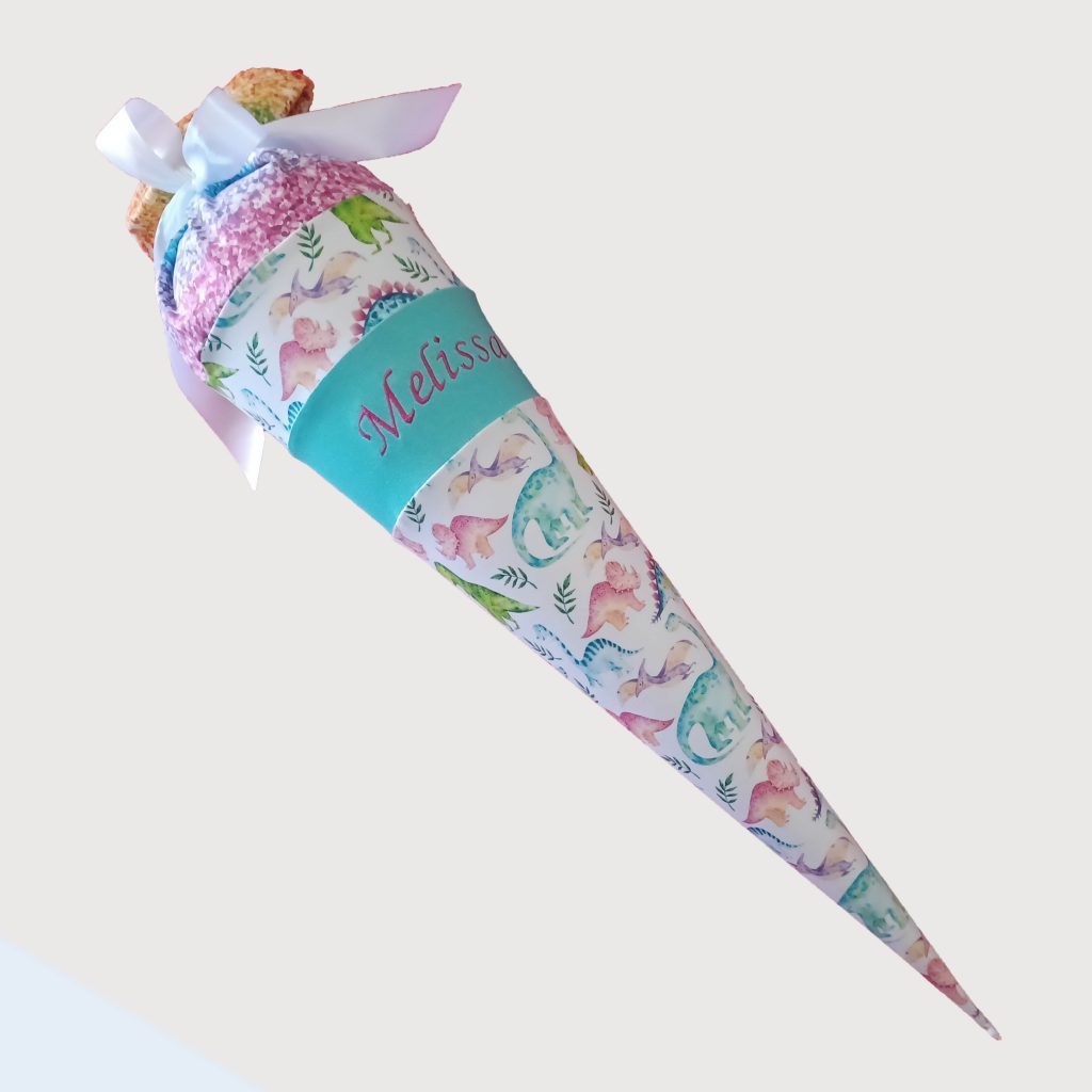 ZauberZuckertüte aus Stoff mit pastelligen Dinos