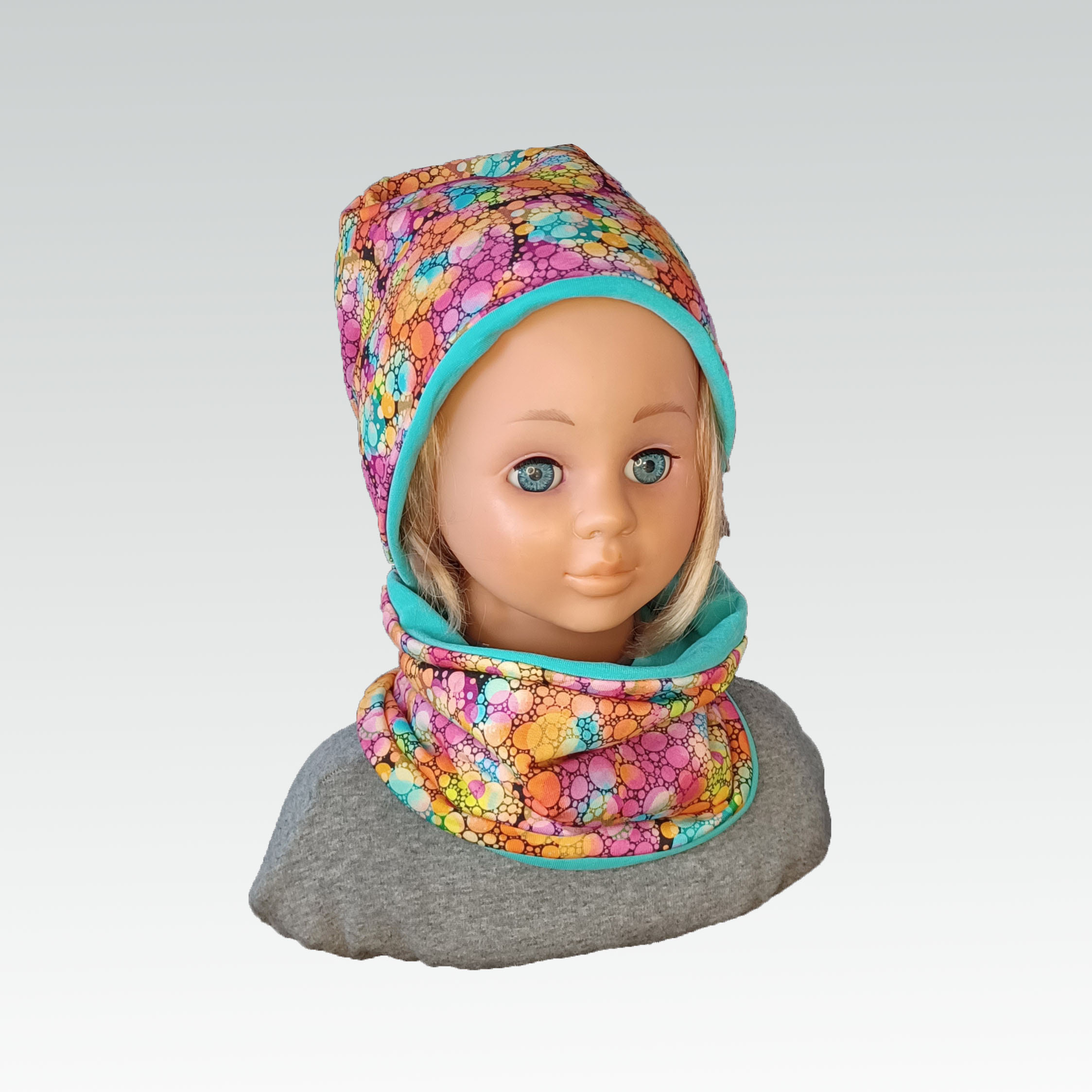 Set Beanie und Loop "Bunte Blasen"